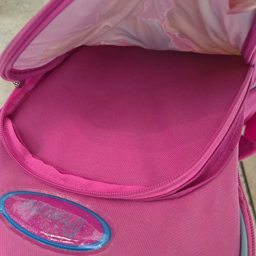 Disney Princess Rolling Backpack Pink Belle Cinderella Aurora Kids Travel Bag